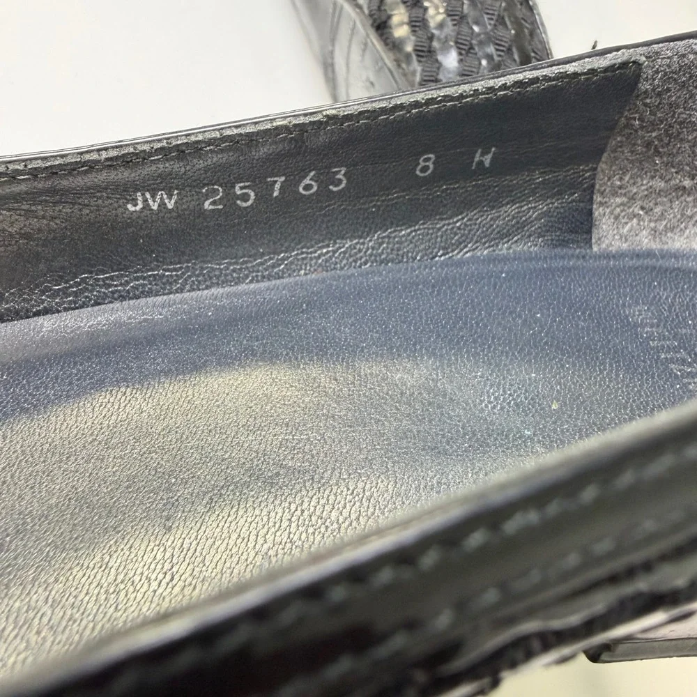 Stuart Weitzman Black Patent Woven Bow Wedge Pumps JW 25763 Size 8 M‎